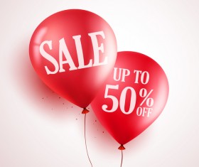 Sale discount with red balloon vector 03