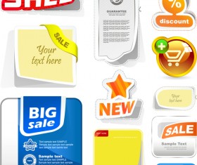 Sale stickers with shopping cart button vector