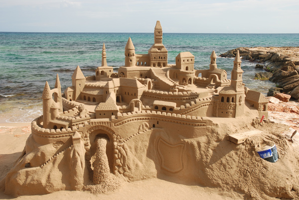 Sand on the beach castle Stock Photo