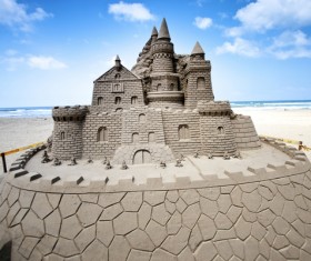Sand sculpture castle Stock Photo