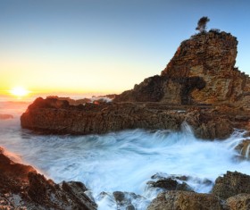 Seawater scouring the rocks HD picture