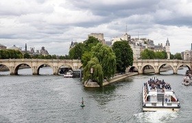 Seine New Paris Bridge Stock Photo