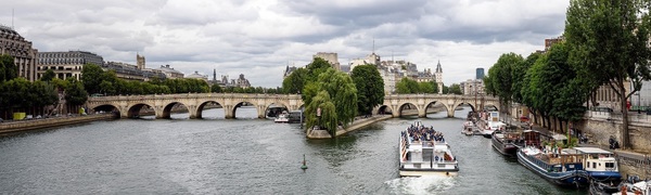 Seine New Paris Bridge Stock Photo