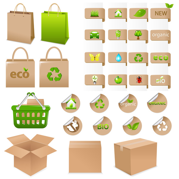 Set of ecological container vector material