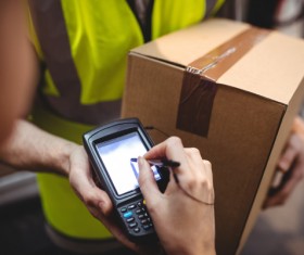 Sign for delivery Stock Photo