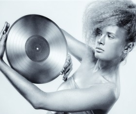 Silver paint girl Stock Photo 02