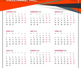 Simple 2018 calendar template vector 01