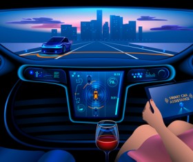 Smart car assistance vector material