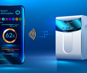 Smart dishwasher with mobile vector