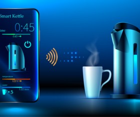 Smart kettle with mobile vector