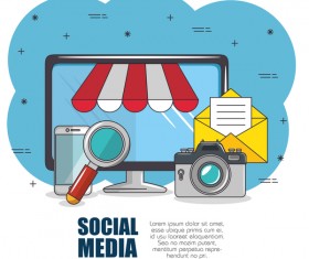 Social media with network vectors template 01