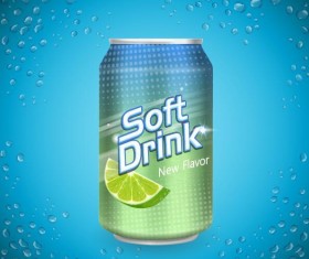 Soft drink cans with water drop background vector