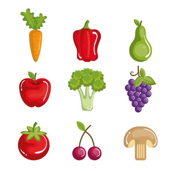 Sorts of fruit and vegetables vector 01