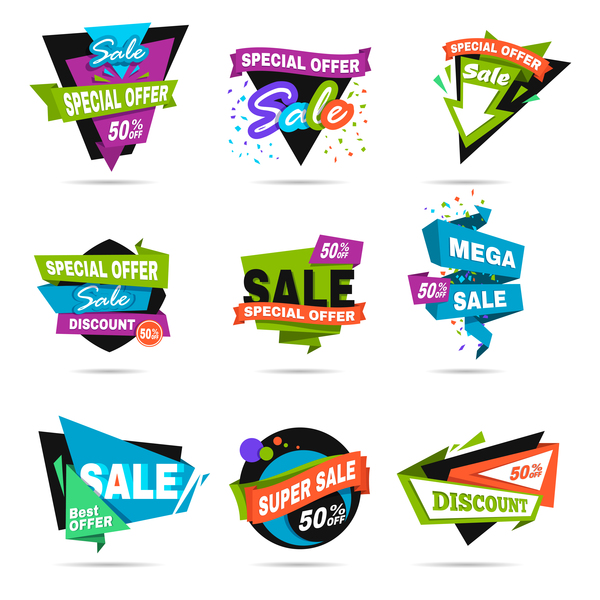 Special offer sale labels colored vector