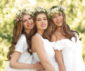 Stock Photo Wearing wreaths young women 04