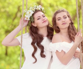 Stock Photo Wearing wreaths young women 16