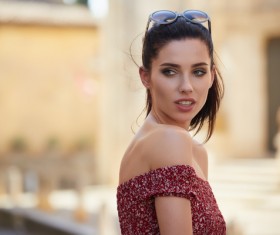 Street shot cute woman Stock Photo 03