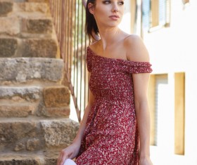 Street shot cute woman Stock Photo 06