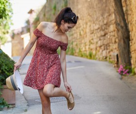 Street shot cute woman Stock Photo 07
