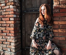 Stylish Red-Haired Girl Stock Photo 04