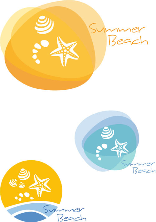 Summer beach hand drawn logo design vector
