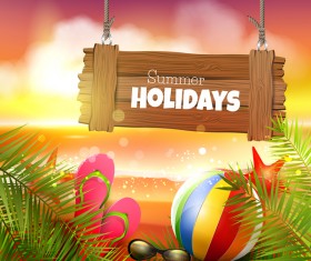 Summer holiday with sea sign sun set vector