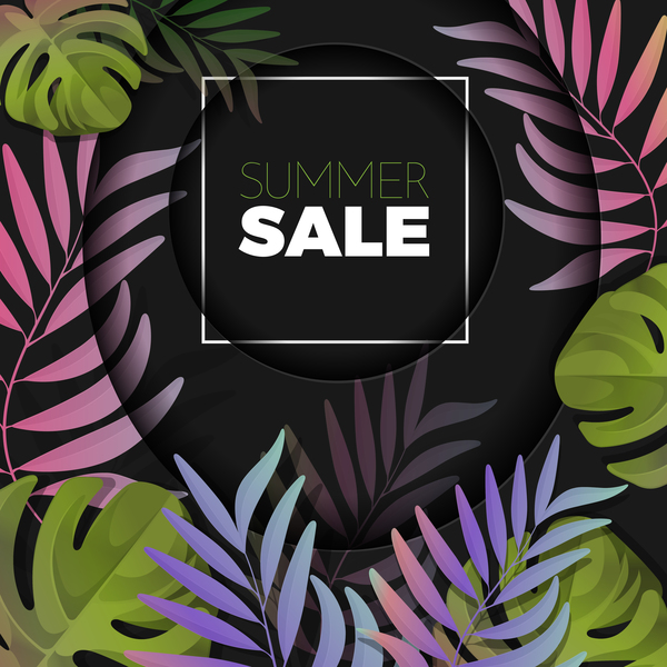 Summer sale background with palm vector