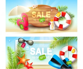 Summer sale banners horizontal background vector