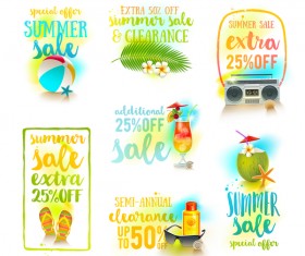 Summer sale elements set vector