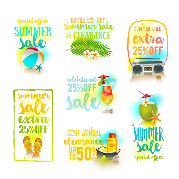 Summer sale elements set vector