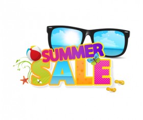Summer sale logo with sunglasses vector 02