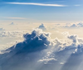 Sunny sea of clouds Stock Photo