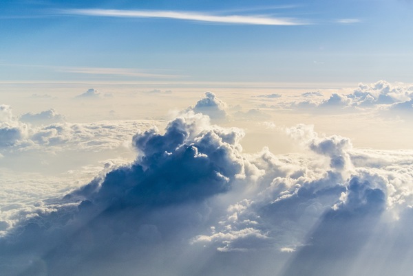 Sunny sea of clouds Stock Photo