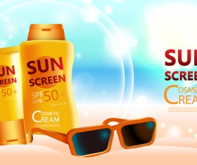 Sunscreen cosmetic ream poster vectors 01