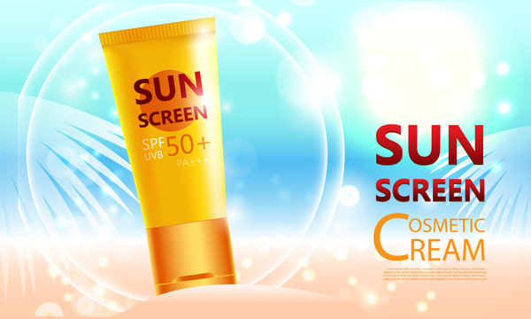 Sunscreen cosmetic ream poster vectors 02