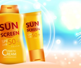 Sunscreen cosmetic ream poster vectors 03
