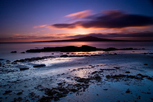 Sunset Beach clouds Stock Photo
