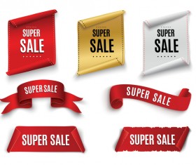 Super sale banner with ribbon vectors