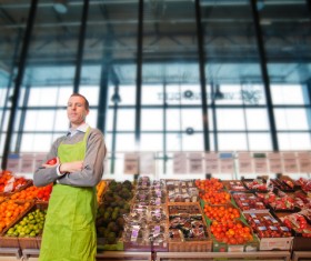 Supermarket work man Stock Photo