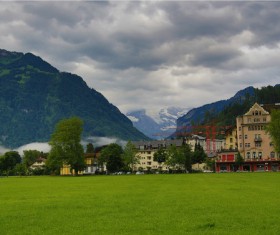 Switzerland Interlaken Town landscape Stock Photo