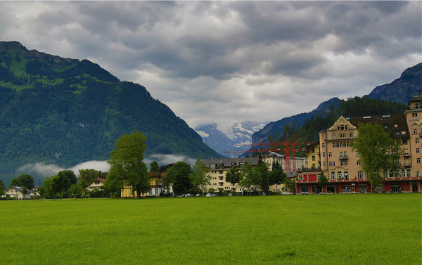 Switzerland Interlaken Town landscape Stock Photo