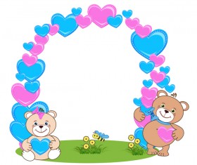 Teddy bear with heart frame cartoon vector 01