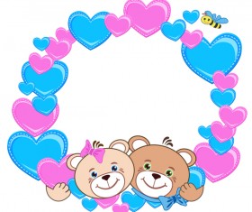 Teddy bear with heart frame cartoon vector 03