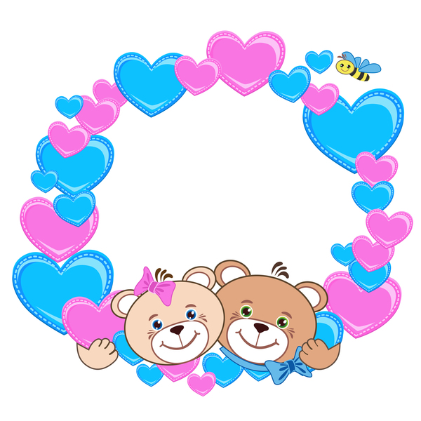 Teddy bear with heart frame cartoon vector 03