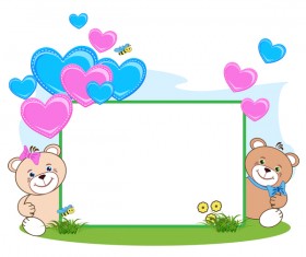 Teddy bear with heart frame cartoon vector 04