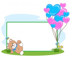 Teddy bear with heart frame cartoon vector 07