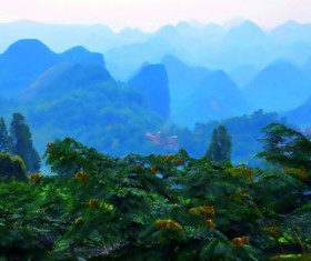 The beauty of rolling hills and peaks Stock Photo