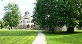 The castle on the grass Stock Photo
