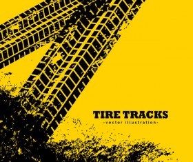 Tire traces with yellow background vector