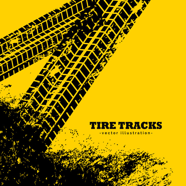 Tire traces with yellow background vector
